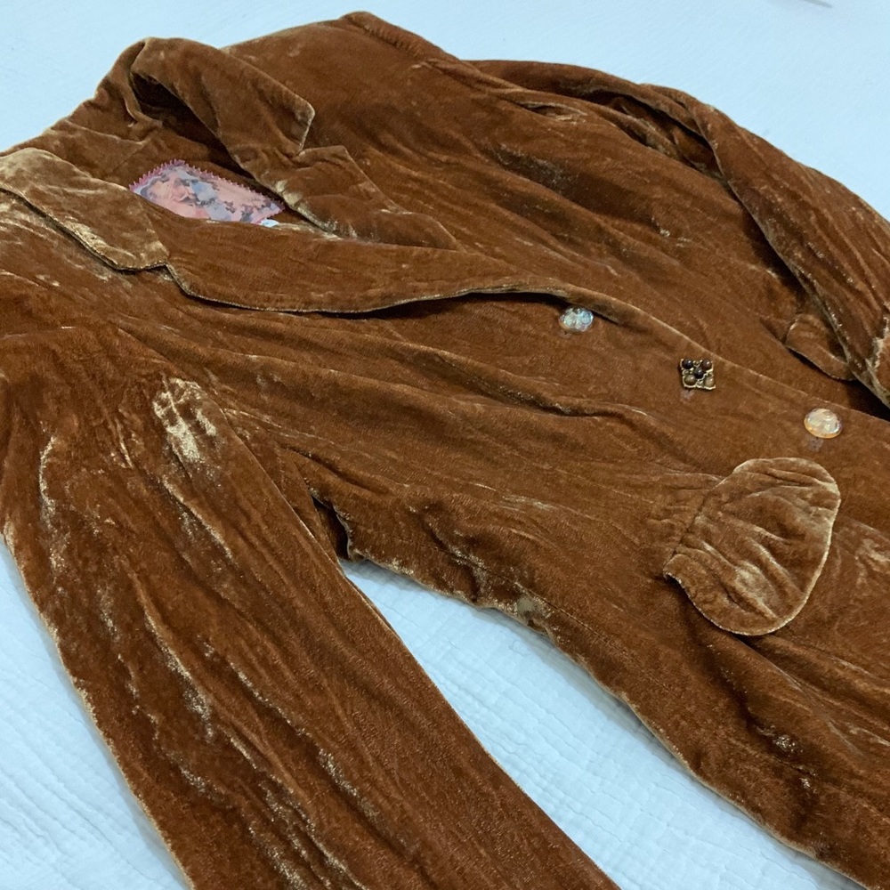 Vintage rust velvet jacket jewel buttons size m
